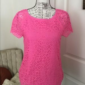 Pink lace J. Crew top